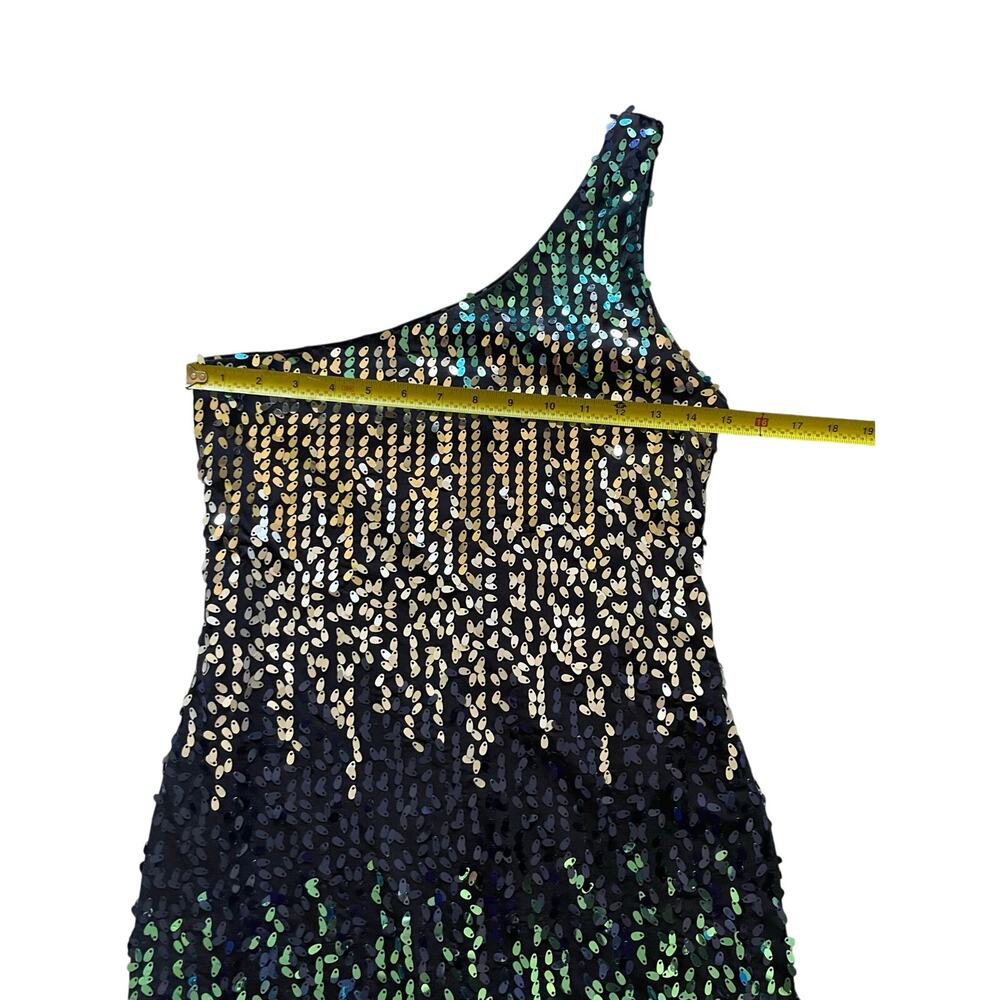 Sequence Ombre Multicolored Dress Size Large Womens One shoulder Glam Cocktail - Picture 3 of 8